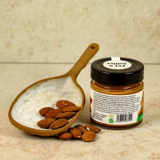 VIVA LA VIDA Cremă de migdale naturală fără zahăr - Conținut 250 g Diametru 6,5 cm Înălțime 9 cm