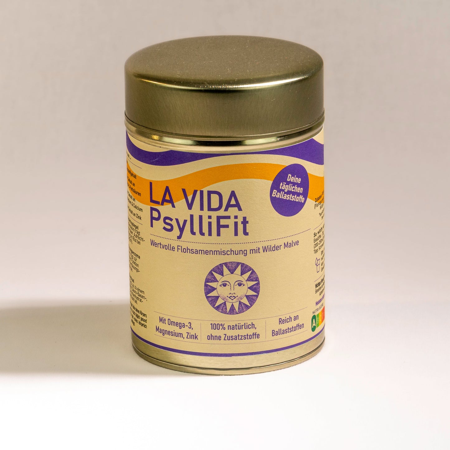 LA VIDA PsylliFit Semințe de Psyllium de înaltă calitate cu nalbă sălbatică - Conținut 300 g, Fibre 71 g/100 g, Magneziu, Calciu și Zinc
