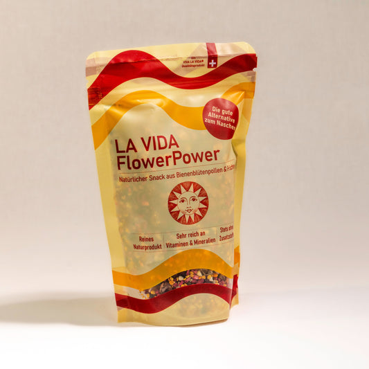 LA VIDA FlowerPower Gustare naturală cu polen de flori - Conținut 150 grame, Compact 12x6 cm, Fără aditivi