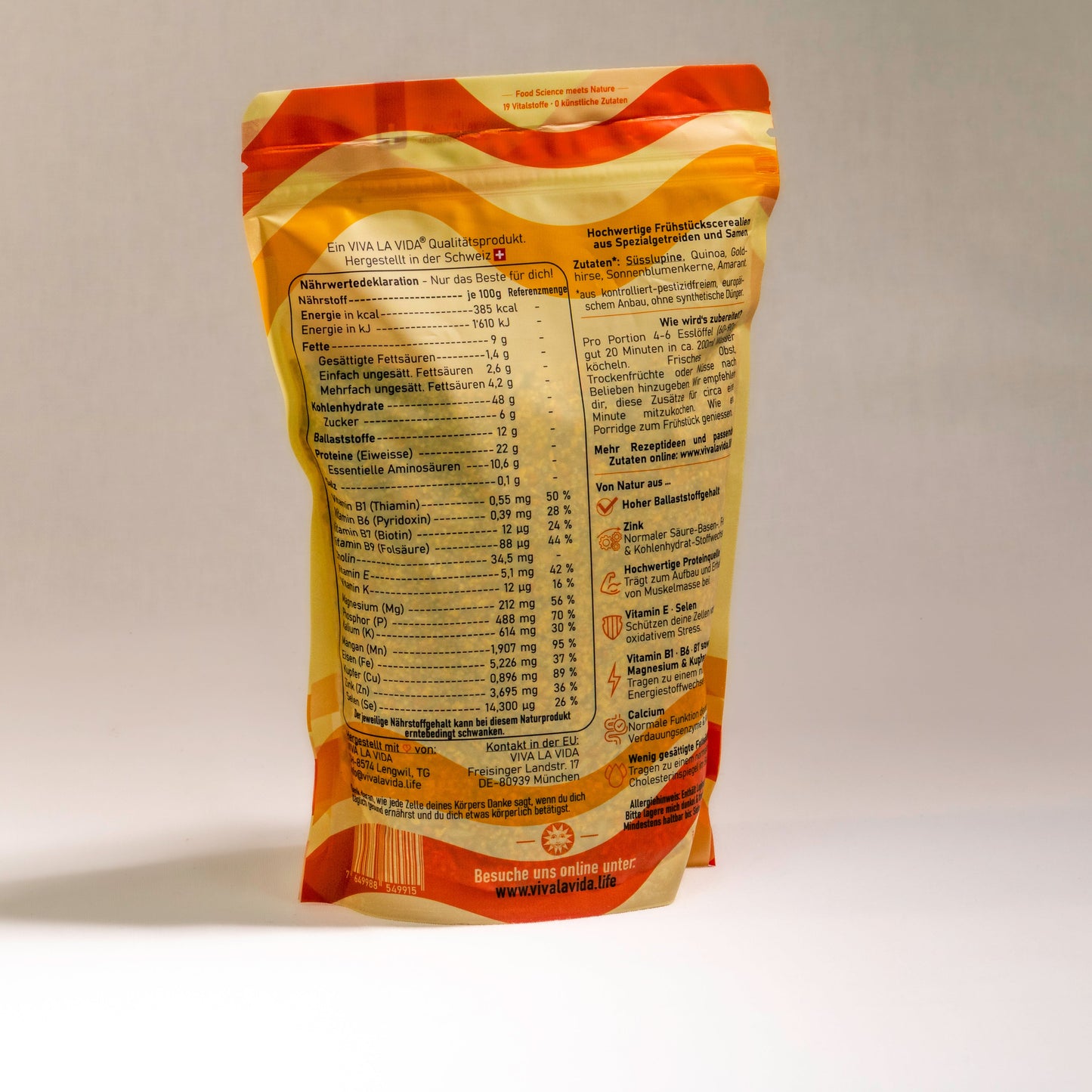 LA VIDA Vital Muesli Muesli alcalin - Pachet 350 g, amestec de fructe