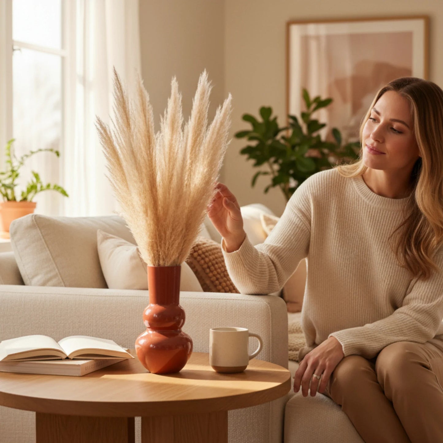 Blumenvase XXL Metallvase Beige Retro Stil - 38x25 Öffnung 14,5 cm Loch Ø6 cm