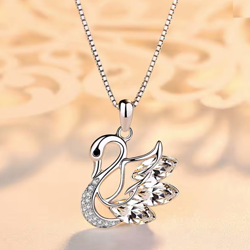 Schwan Silber Schwan Anhänger Halskette - Länge 40cm, 925er Silber