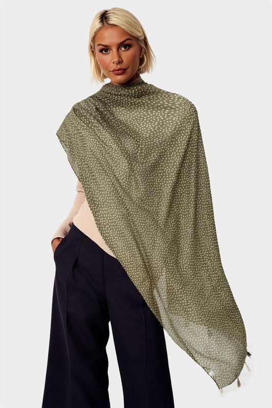 Little Floral Print Tassel Scarf In Brown