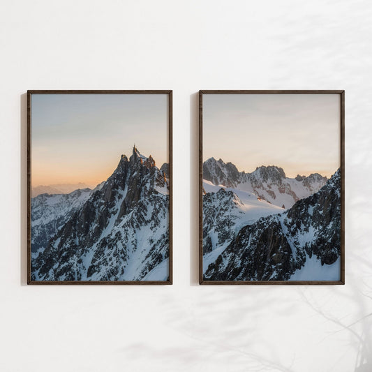 Aiguille Du Midi Diptych Alpenlandschaft Kunstdruck - Größe 13x18, Papier 200 g