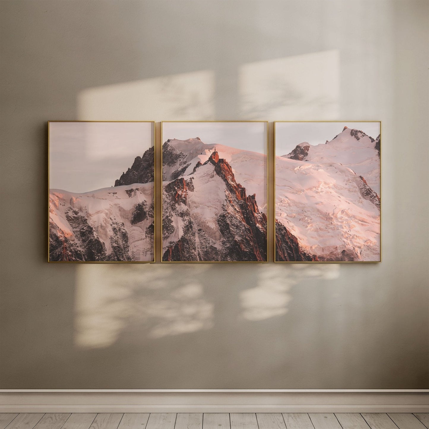 Aiguille Du Midi Triptychon Sonnenuntergang - Größe 50x30 Papier 200 g