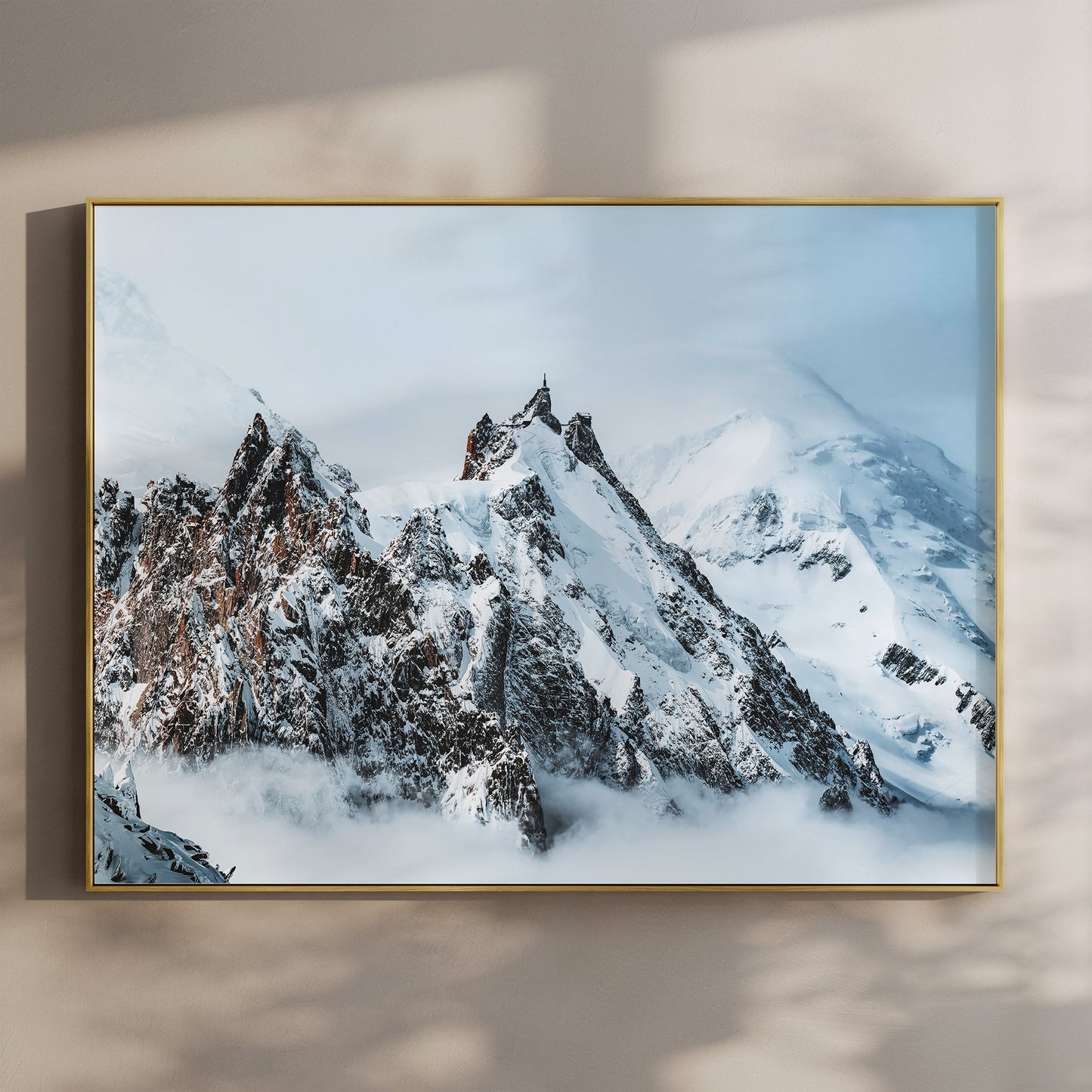Aiguille Du Midi Druck Winter Blau-Töne - Größe 50x70 Zentimeter, 200 g/m²