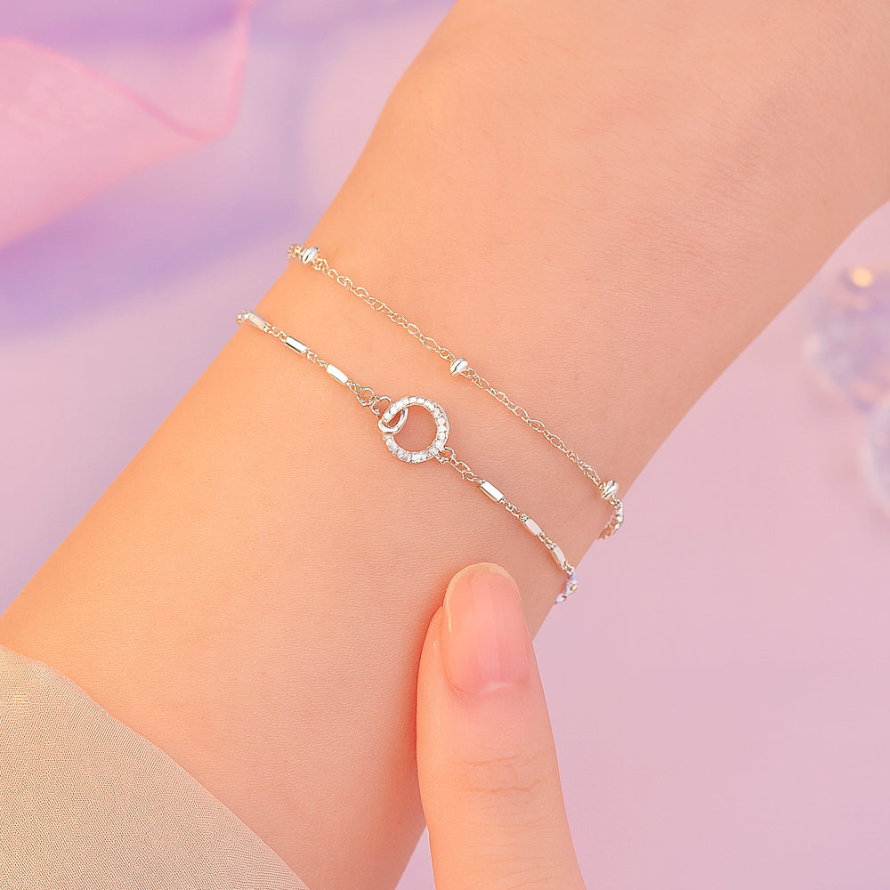 Brățară din argint 925, lanț dublu stratificat - cercuri, 15+5cm