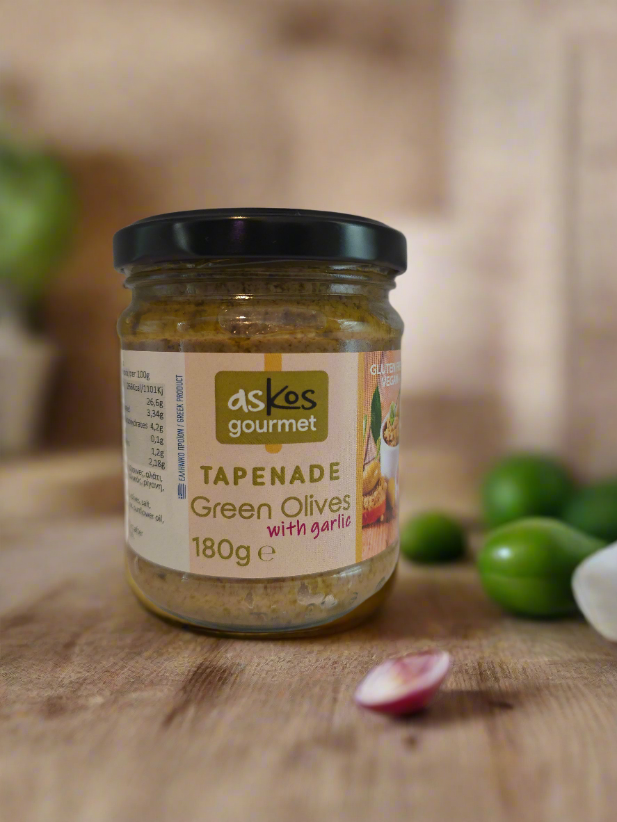 Tapenadă de măsline Roubier Premium Trade Măsline verzi cu usturoi - Capacitate 180 g, Diametru 6 cm, Înălțime 11 cm