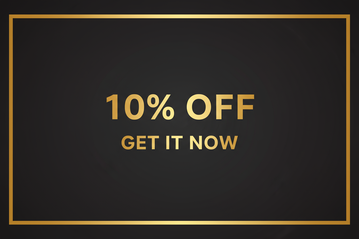 Banner simplu reducere 10% - auriu și negru