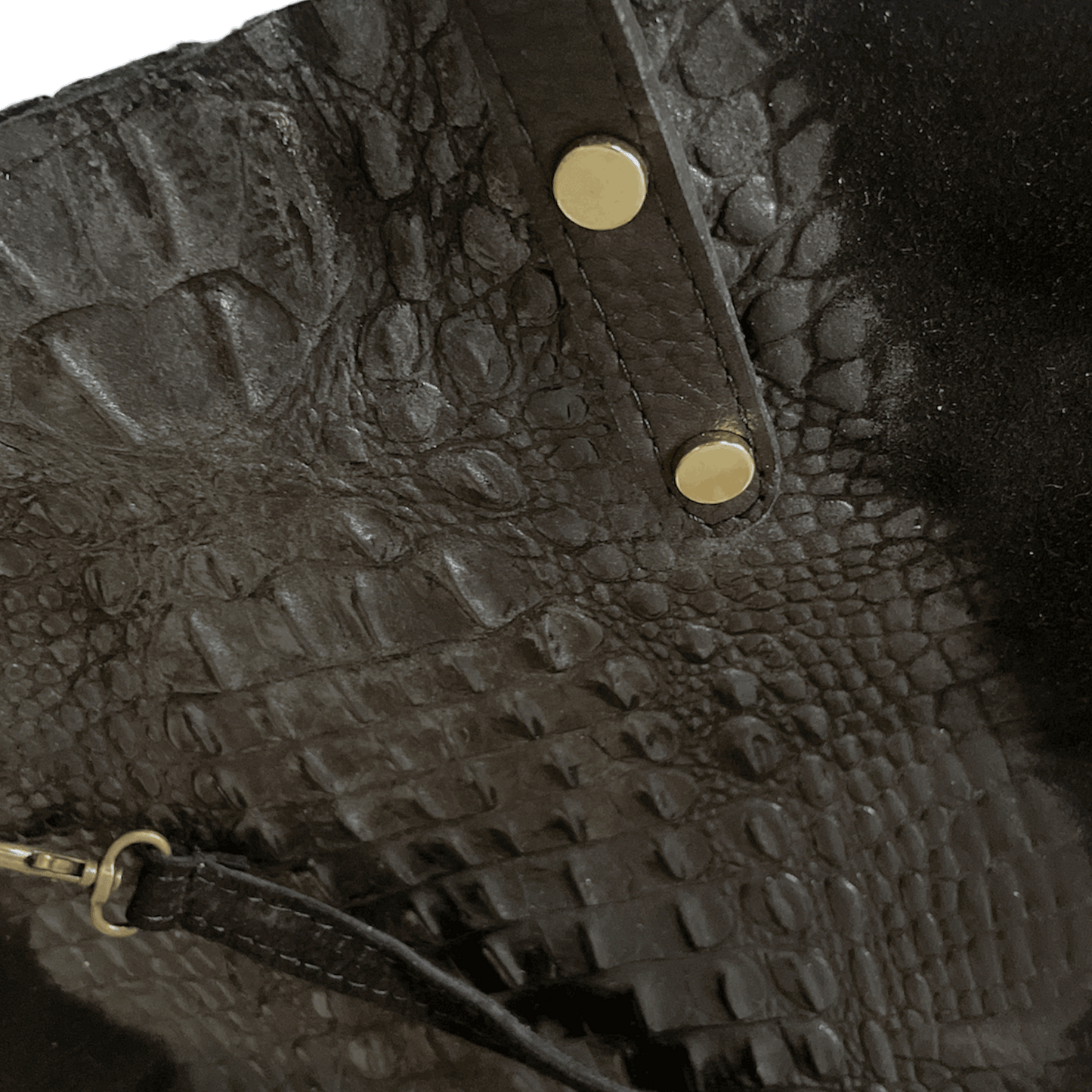 Leder Beutel Tasche Krokooptik Veloursleder Schwarz