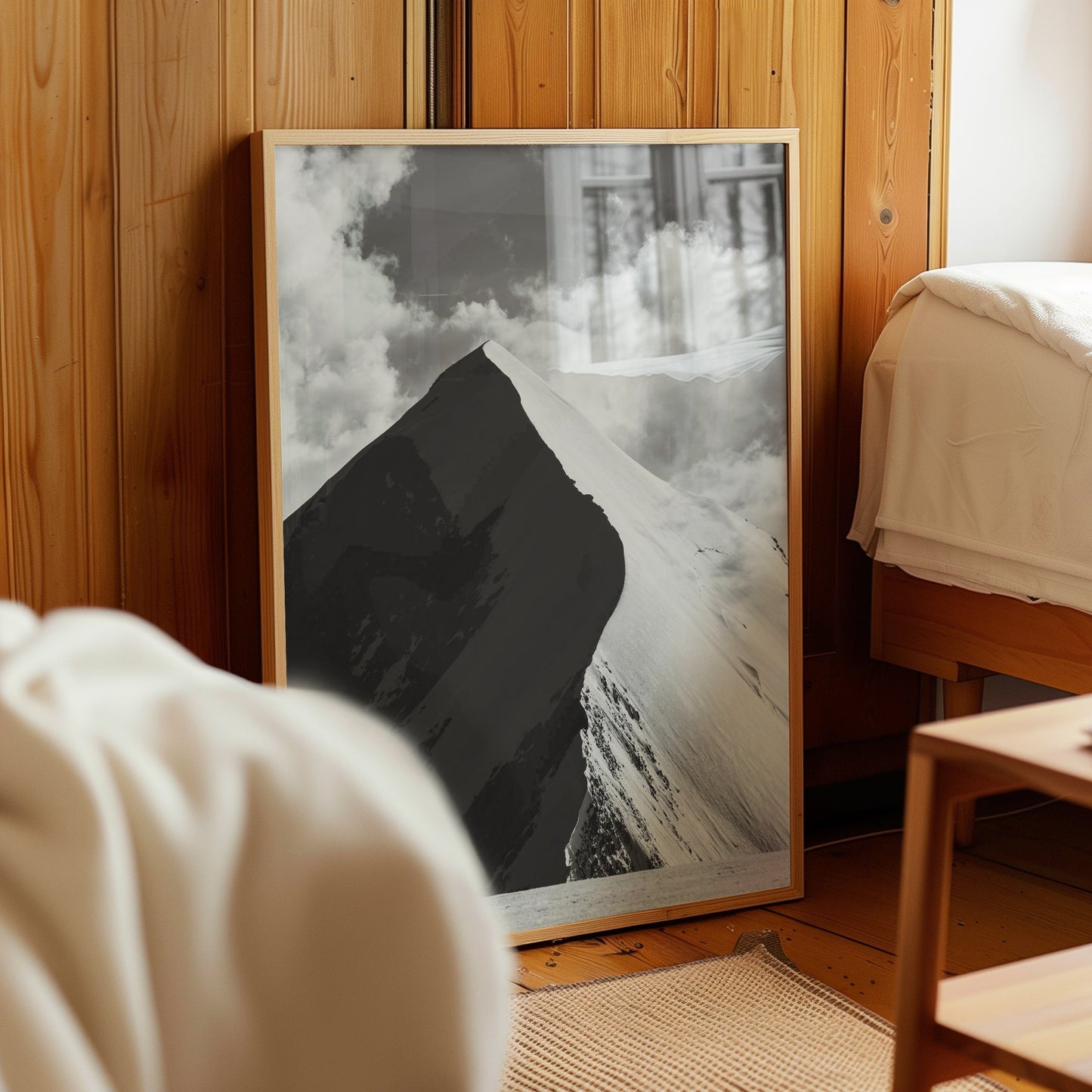 Aiguille De Bionnassay Schwarz-Weiß Druck - Größe A4, Auflage 1000