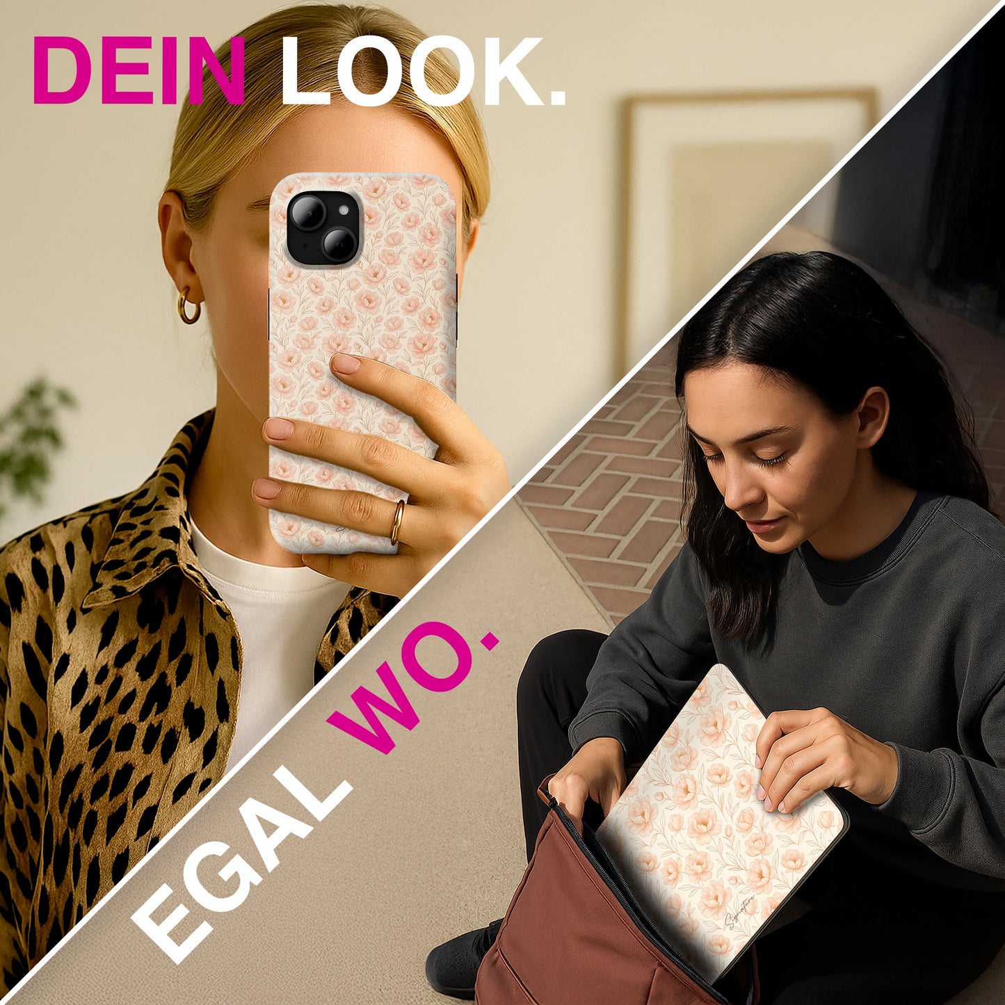 NALIA Berlin Blush Artwork cu scut protector - Material TPU, Compatibil cu iPhone 14, Grosime 0,8 mm