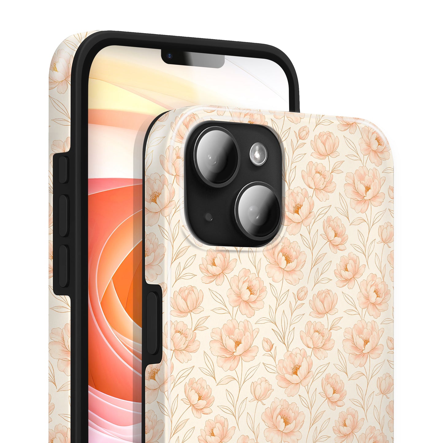 Husa NALIA Berlin Blush Signature - Artwork Shield - Dimensiune 6,1 inch, Compatibilă cu iPhone 15, Subțire și Ușoară