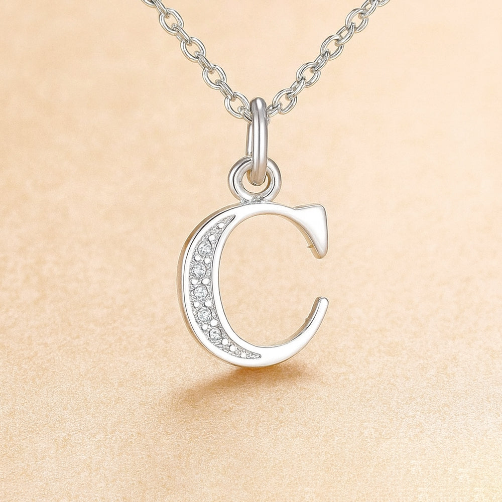 Colier cu pandantiv din argint 925, diverse litere, 45cm