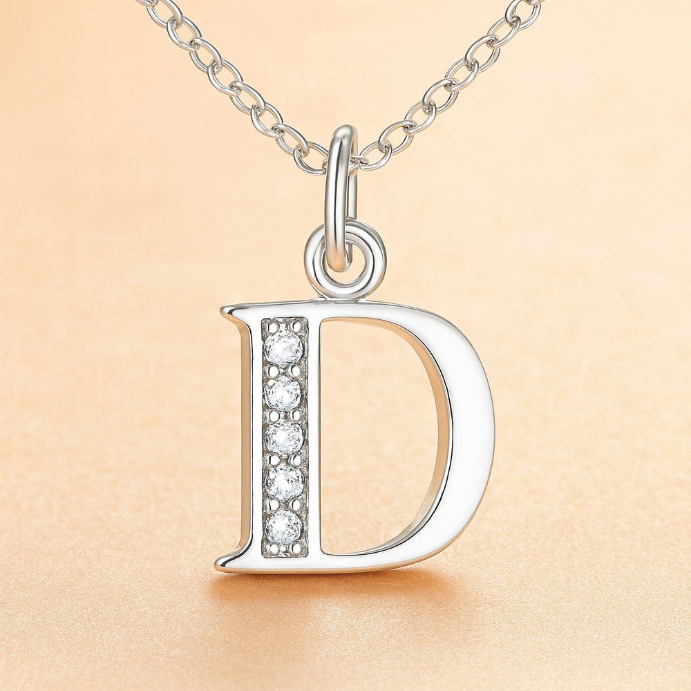 Colier cu pandantiv din argint 925, diverse litere, 45cm