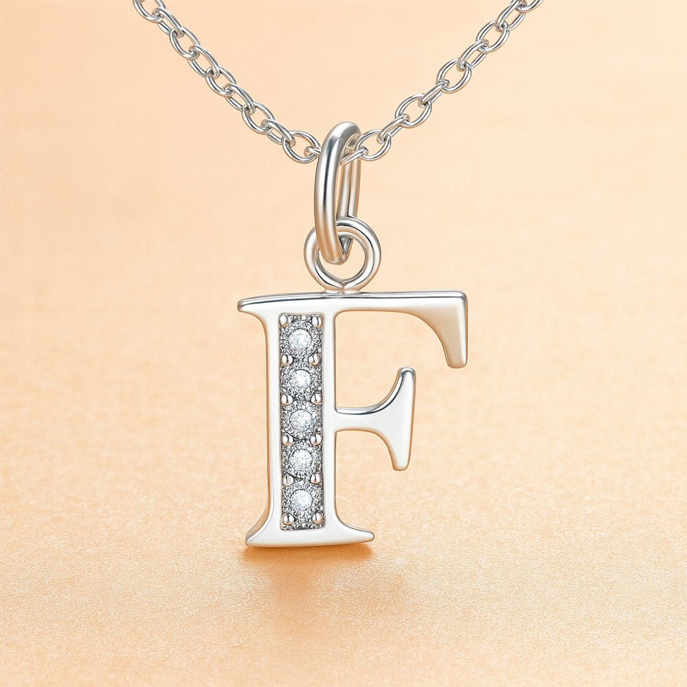 Colier cu pandantiv din argint 925, diverse litere, 45cm