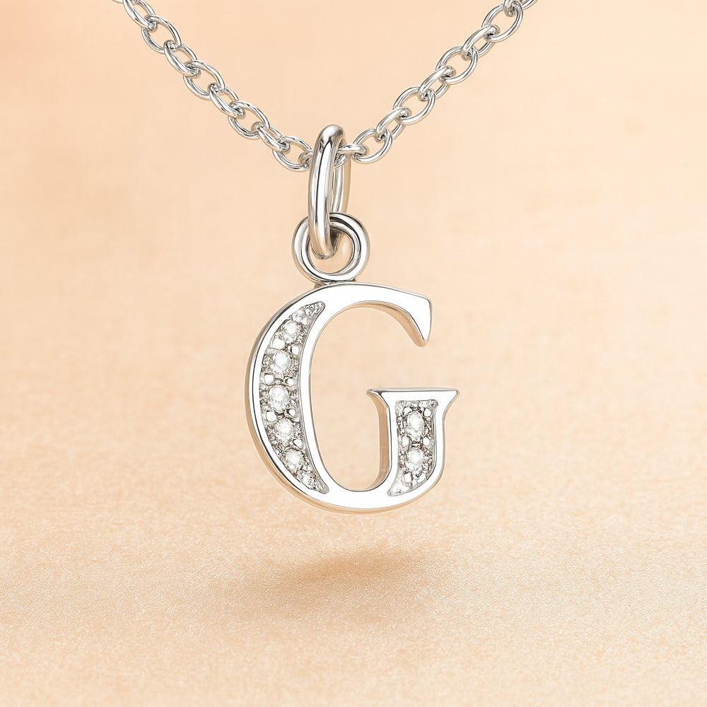 Colier cu pandantiv din argint 925, diverse litere, 45cm