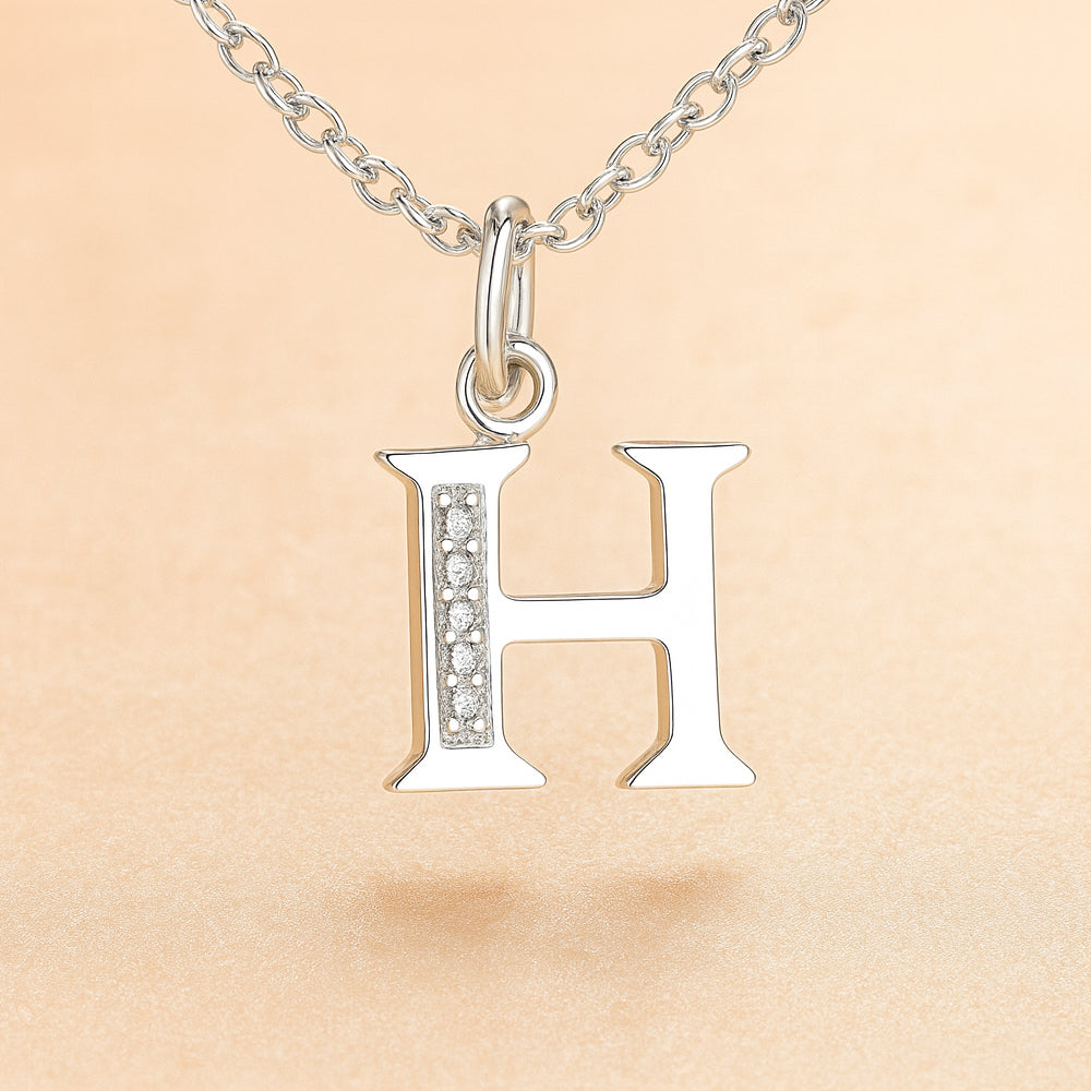 Colier cu pandantiv din argint 925, diverse litere, 45cm
