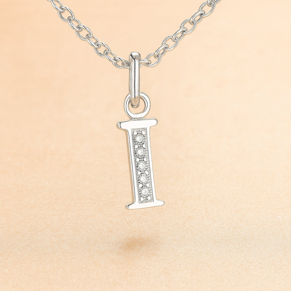 Colier cu pandantiv din argint 925, diverse litere, 45cm