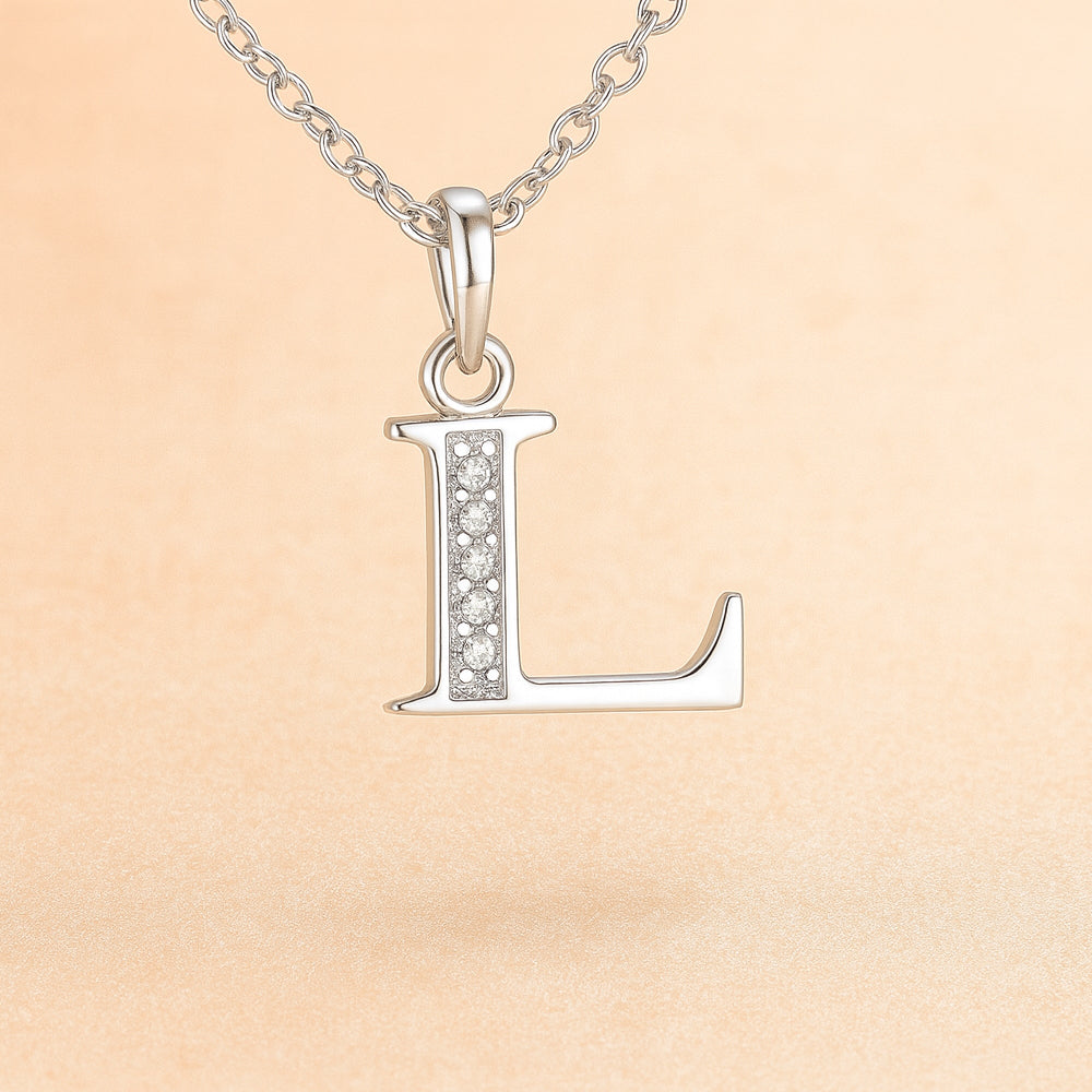 Colier cu pandantiv din argint 925, diverse litere, 45cm