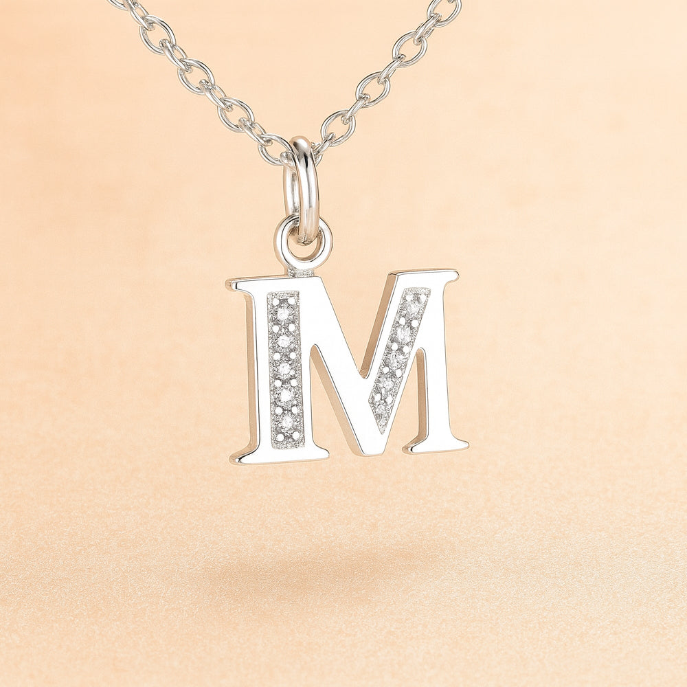 Colier cu pandantiv din argint 925, diverse litere, 45cm