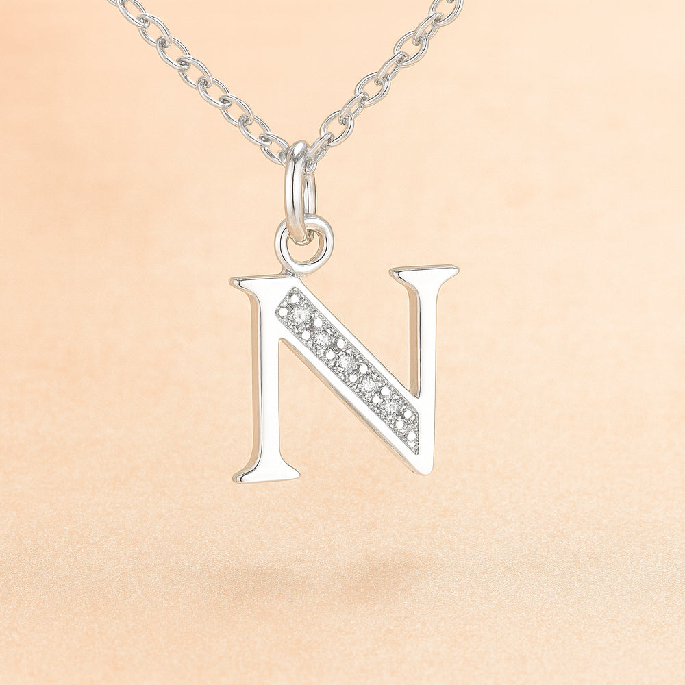 Colier cu pandantiv din argint 925, diverse litere, 45cm