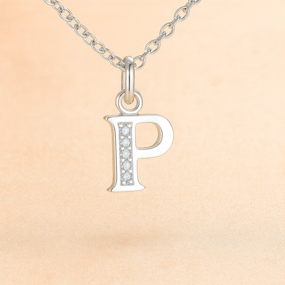 Colier cu pandantiv din argint 925, diverse litere, 45cm