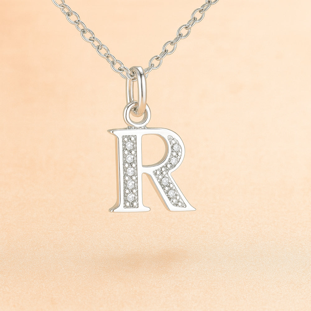 Colier cu pandantiv din argint 925, diverse litere, 45cm
