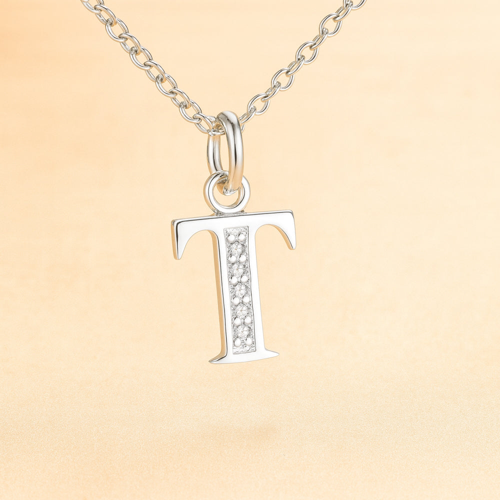 Colier cu pandantiv din argint 925, diverse litere, 45cm