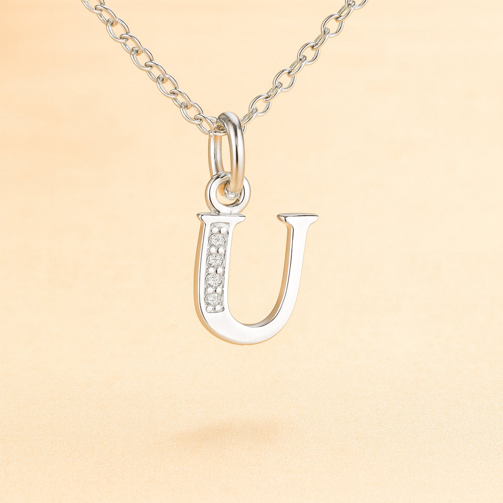 Colier cu pandantiv din argint 925, diverse litere, 45cm