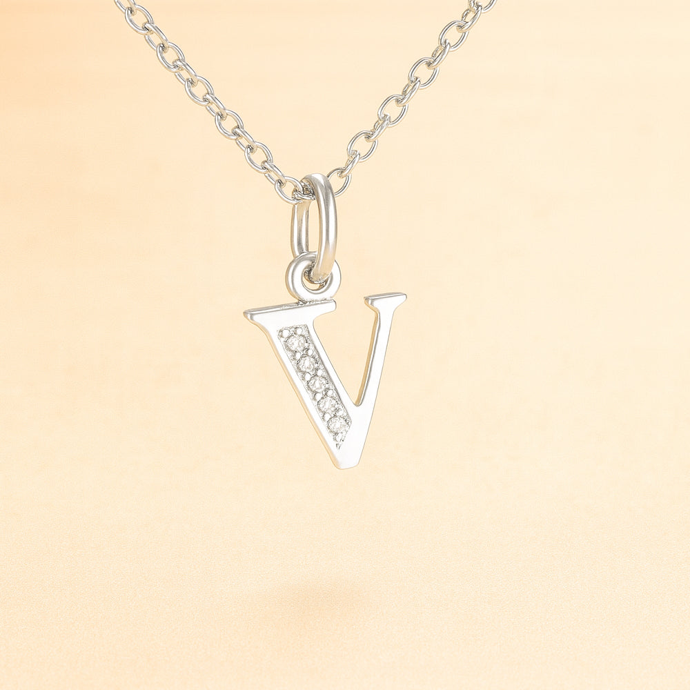 Colier cu pandantiv din argint 925, diverse litere, 45cm