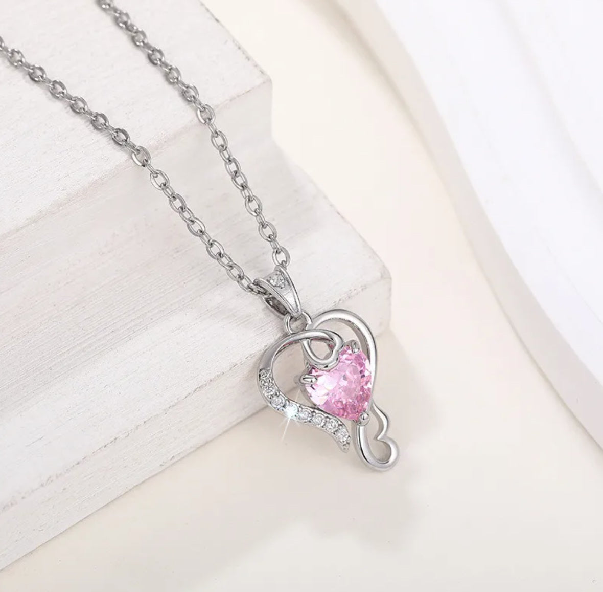 Kette mit Anhänger aus Edelstahl, Romantic Heart, 45cm