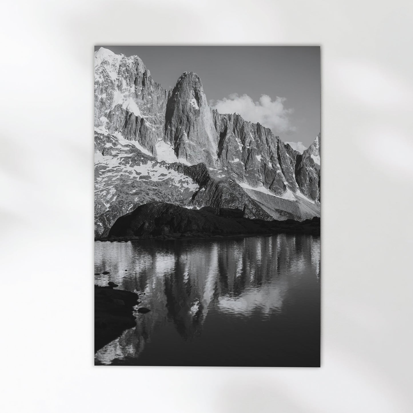 Les Drus Chamonix Schwarzweißdruck - Papier 200 g m2 Größe 5x7 bis A4