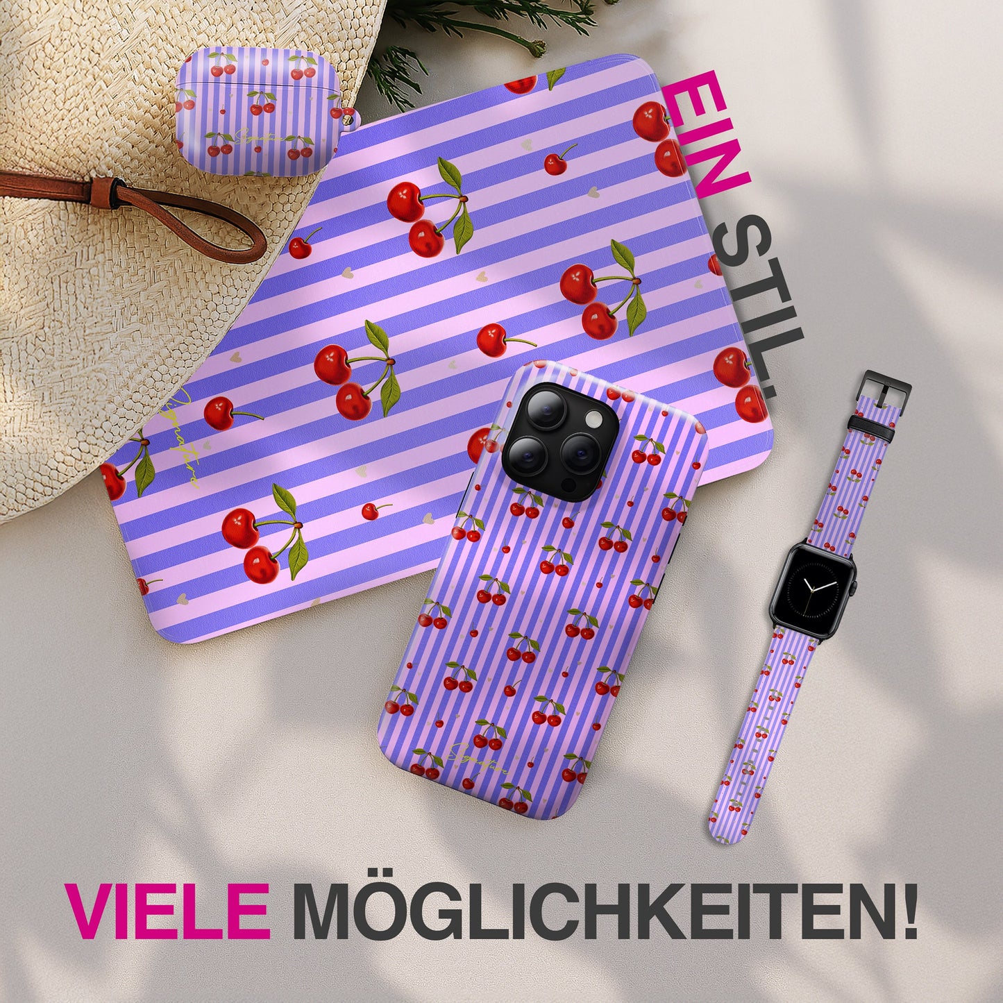 NALIA Cherie Kirschen-Design Hülle - Größe Kompakt, Gewicht 12 g, Material Kunststoff