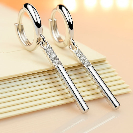 Cercei din argint 925, bare de zirconiu cubic