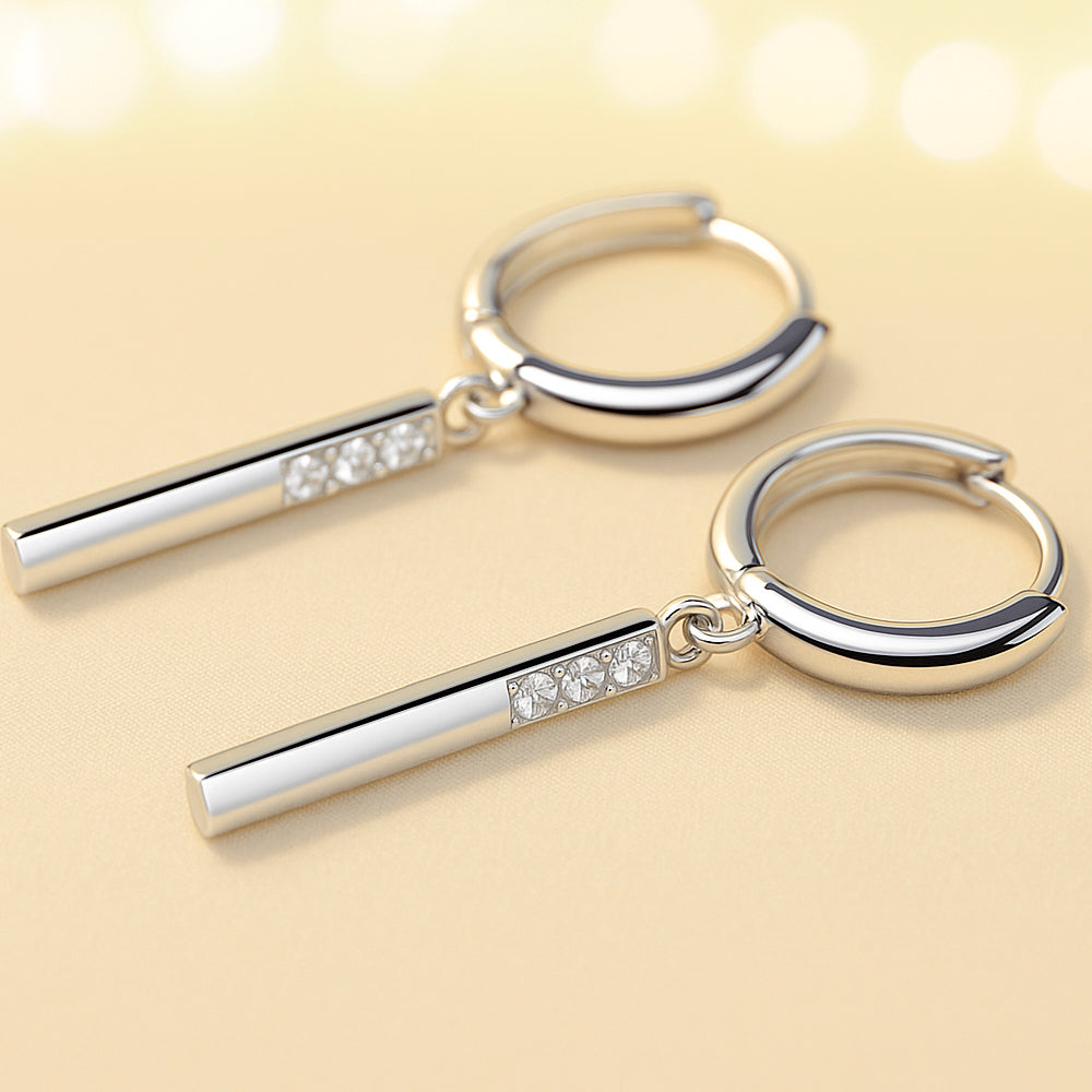 Cercei din argint 925, bare de zirconiu cubic