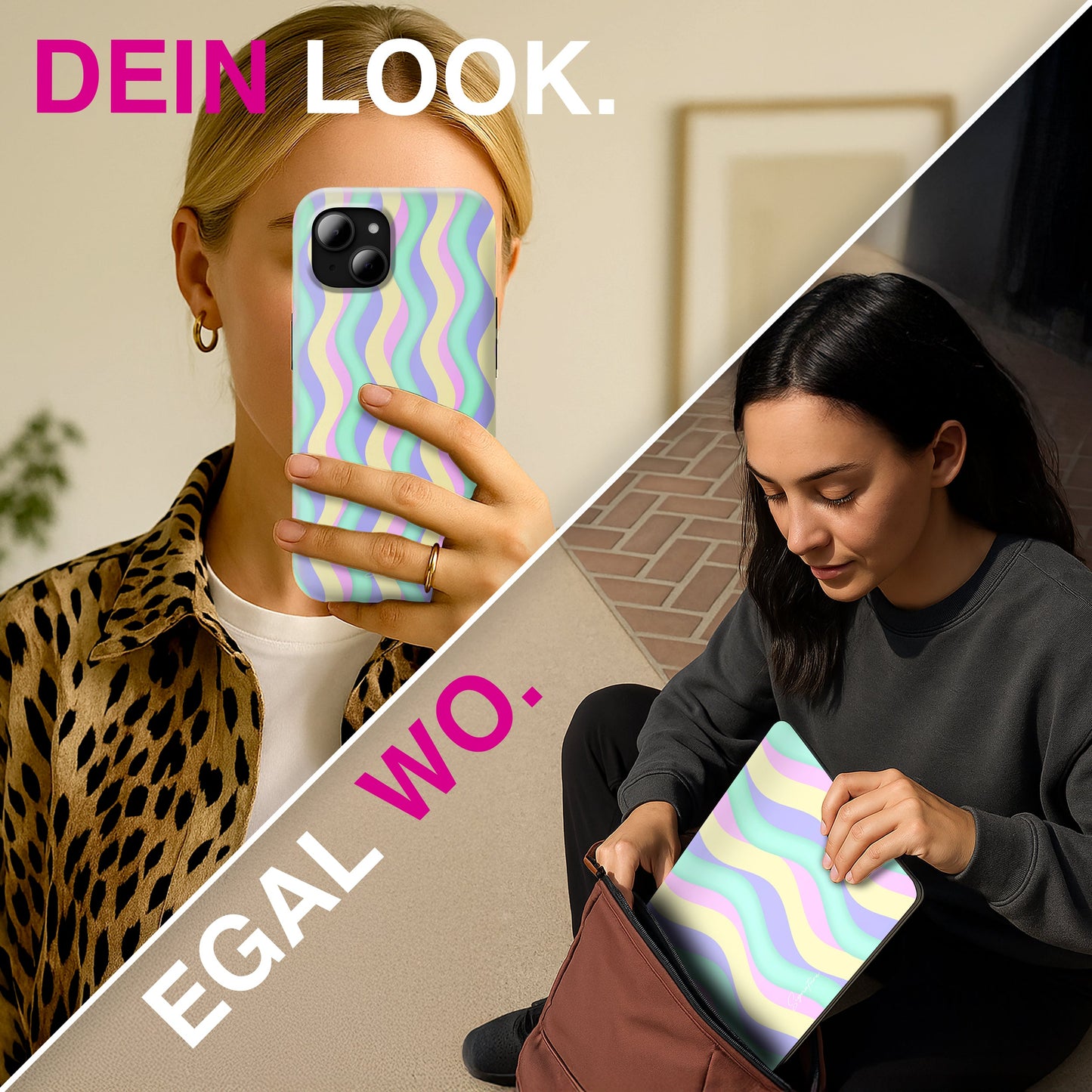 Husă NALIA Berlin Curves Fashion - design Wave, dimensiuni 158x78x8 mm, greutate 24 g, compatibilă cu iPhone 16