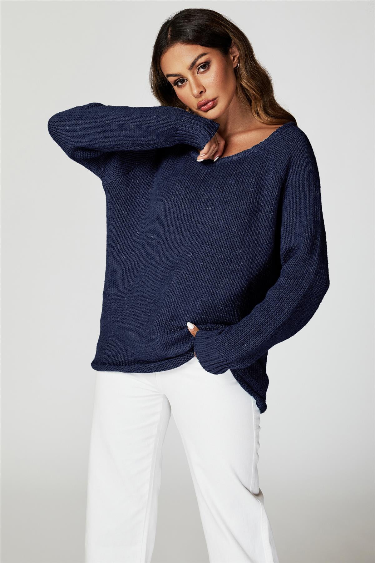 Comfy Jumper Top In Navy