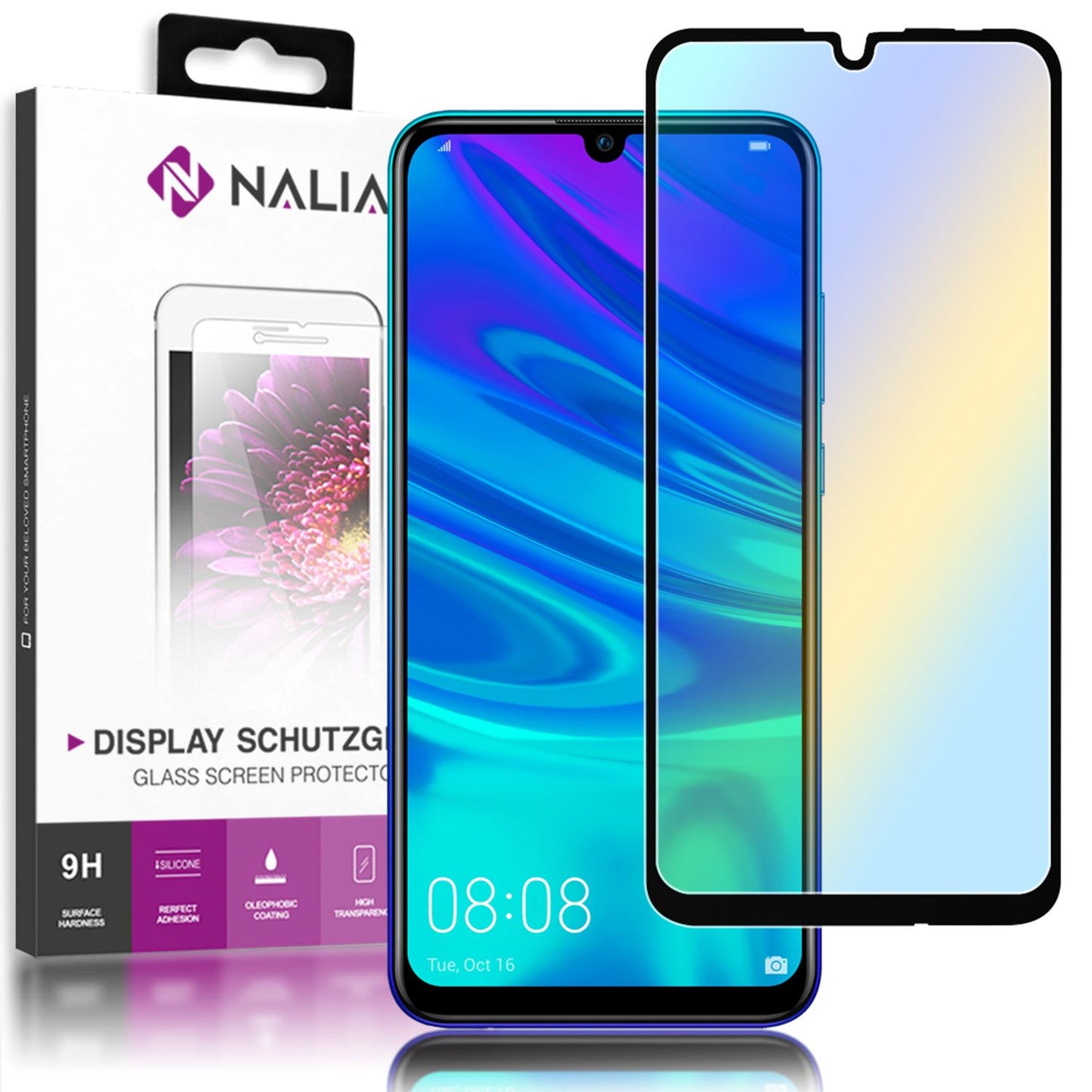 NALIA Huawei P Smart Schutz Glas - 9H Härte Vollständige Abdeckung Transparente Glasfolie