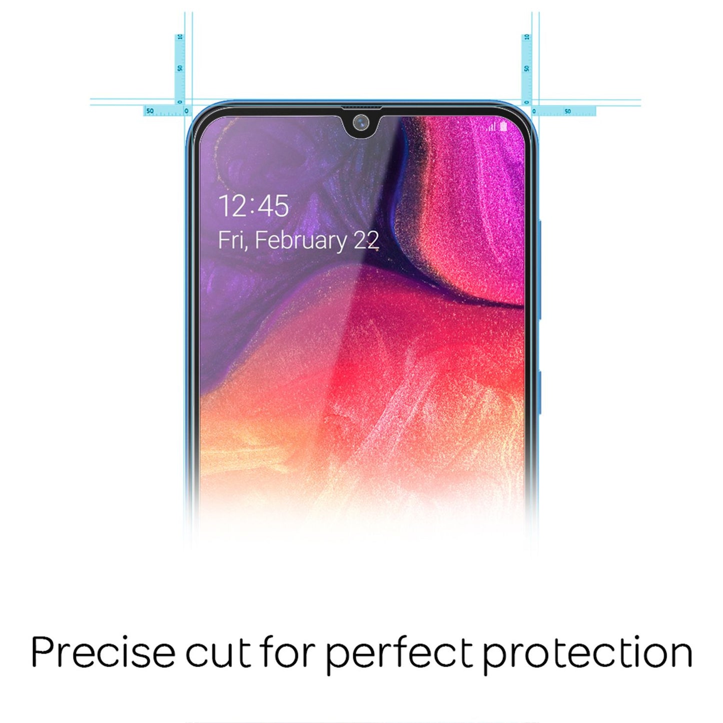 NALIA Full Cover Schutzglas Samsung Galaxy A50 - 9H Härte, 0,33 mm Dicke, 2er Pack
