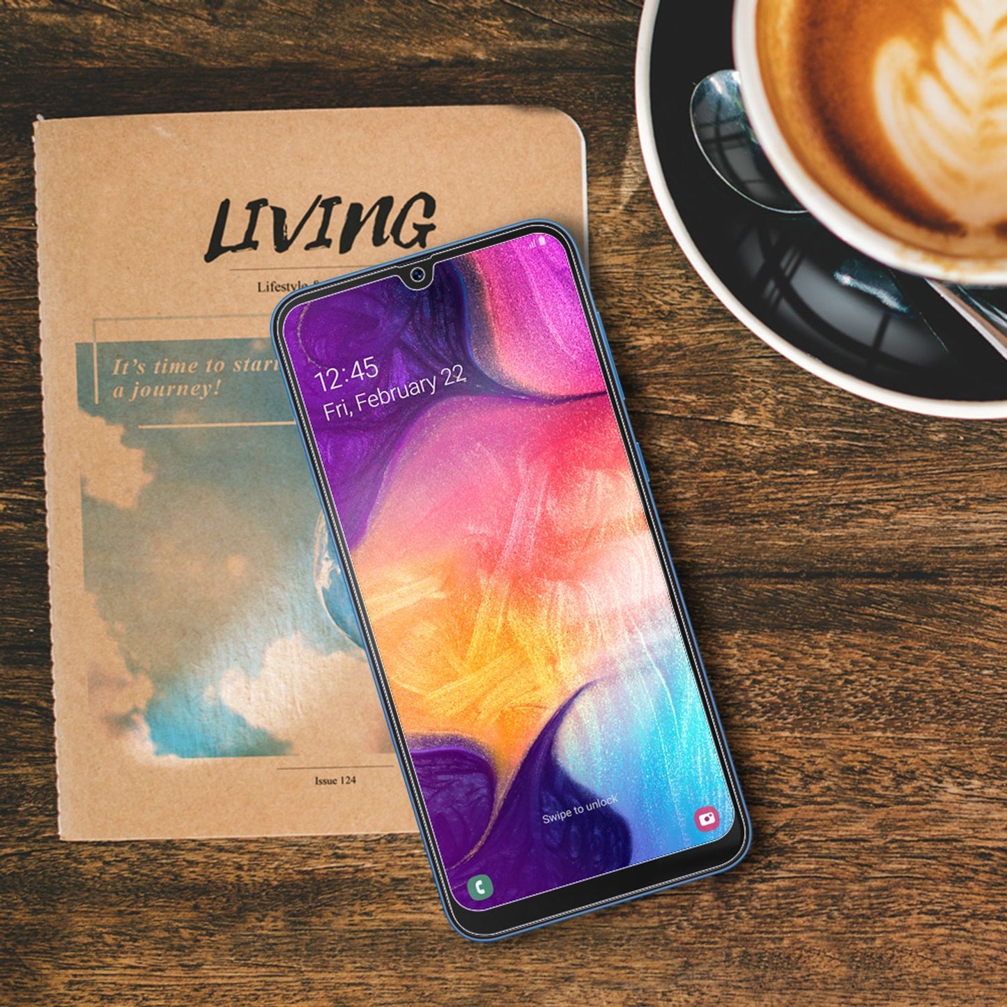 NALIA Full Cover Schutzglas Samsung Galaxy A50 - 9H Härte, 0,33 mm Dicke, 2er Pack