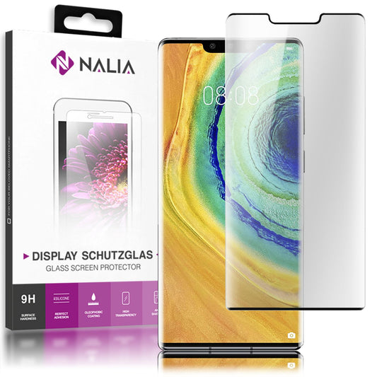 NALIA Schutzglas für Huawei Mate30 Pro Glas, 9H Full-Cover Screen Display Schutz