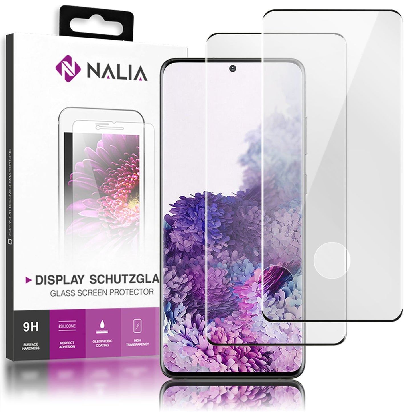 NALIA Schutz Glas für Samsung Galaxy S20, 9H Full Cover Film Handy Display Folie