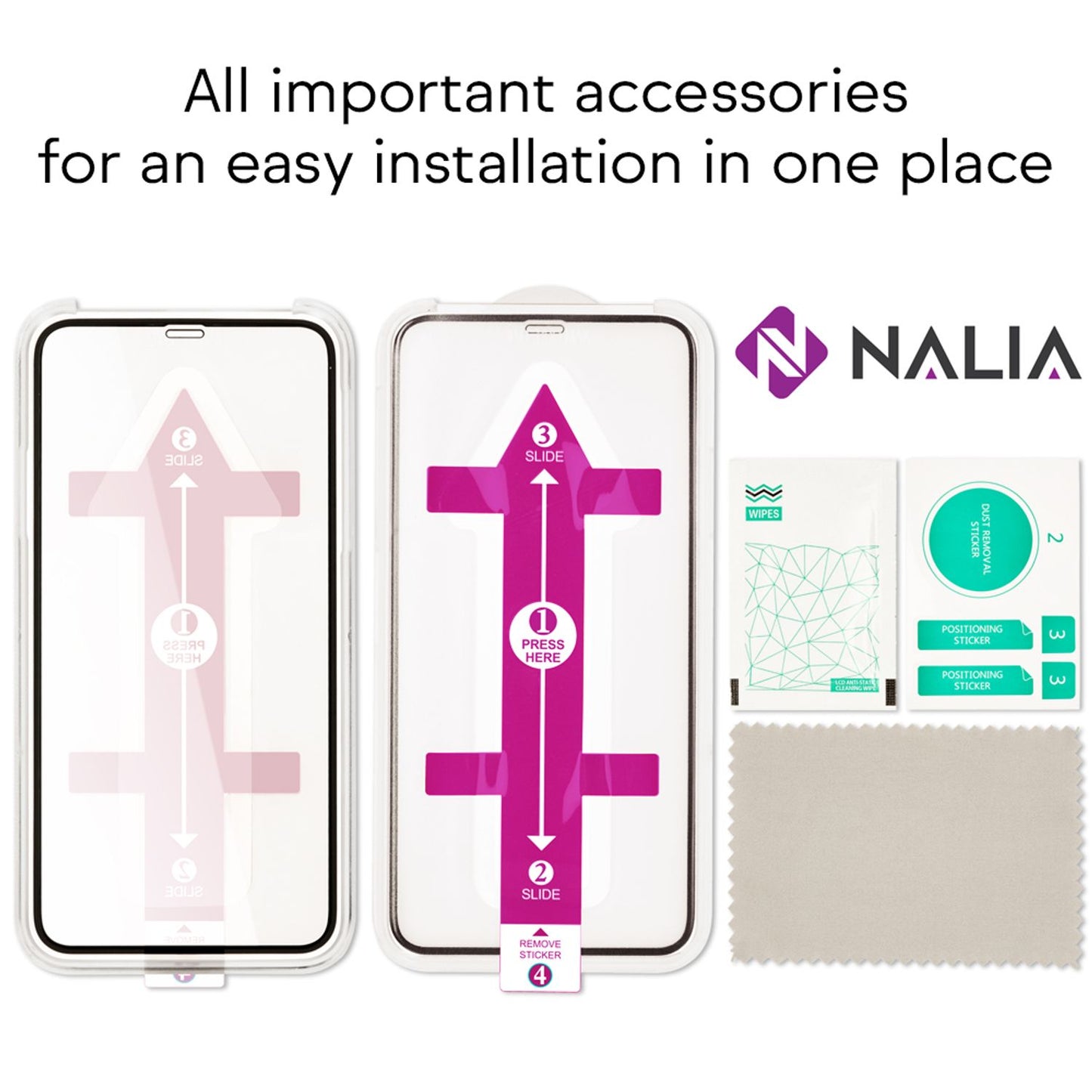 NALIA ArmorGlassX Protecție Completă - 2x Sticlă de Protecție, Duritate 9H, Grosime 0.33 mm Pentru iPhone 11 Pro Max și XS Max