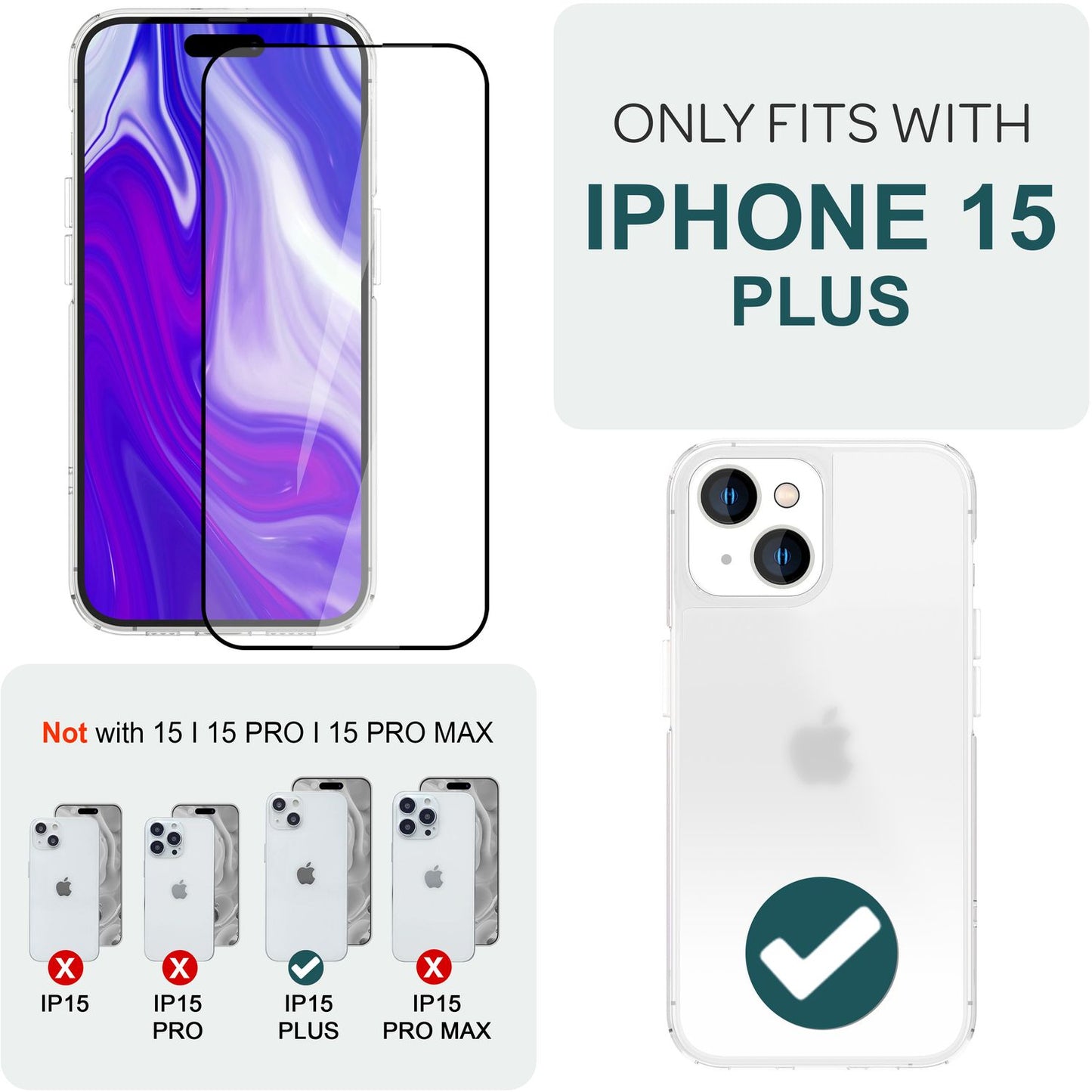 NALIA Berlin ArmorGlassX Schutzglas - Rundumschutz Display Inkl Applikator 9H Für iPhone 15 Plus 2er Set