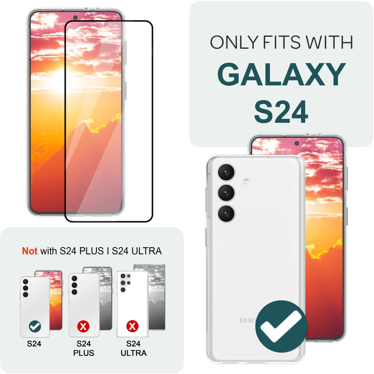 NALIA ArmorGlassX Schutzglas - 9H Härte, Für Samsung Galaxy S24, Set 2x Glas + Applikator