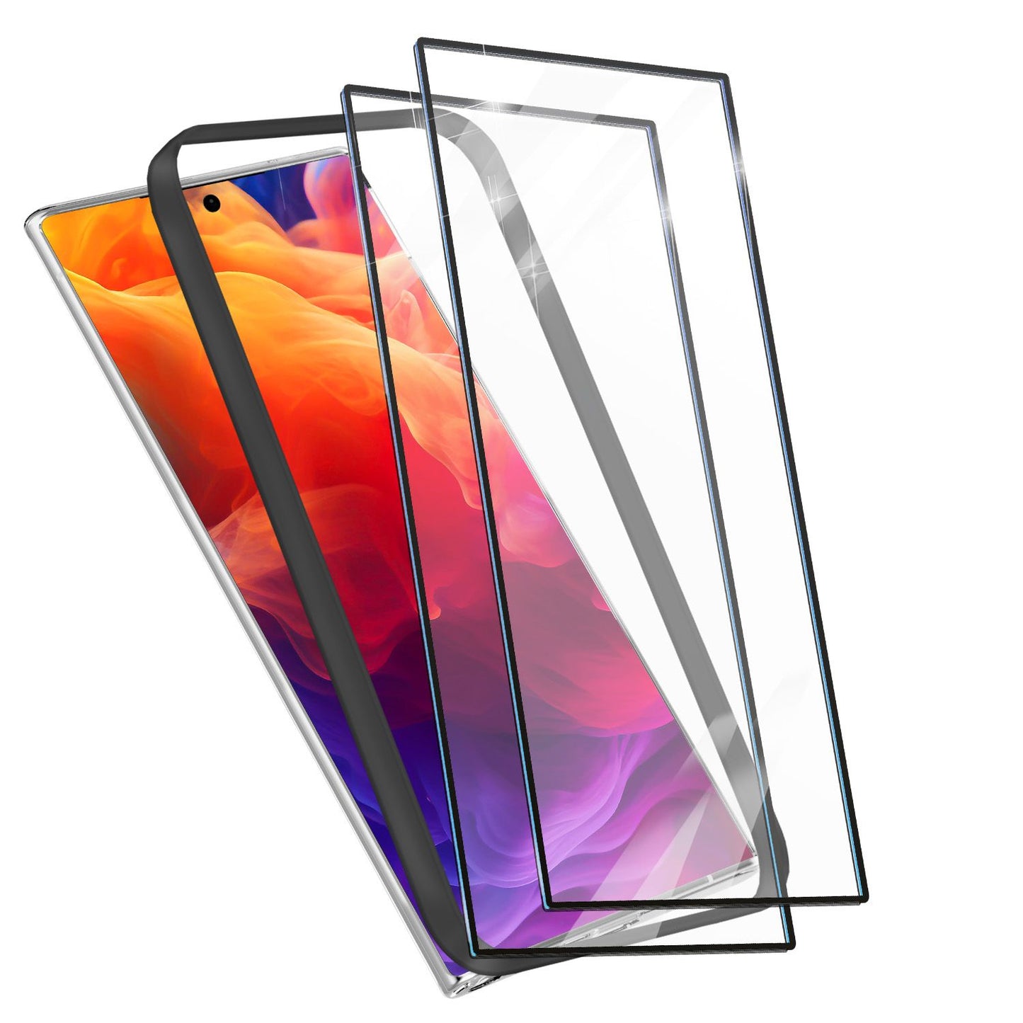 NALIA Set 2x Schutzglas & 1x Applikator für Samsung Galaxy S24 Ultra Glas, Klarer Displayschutz & Schablone, 9H Glasfilm