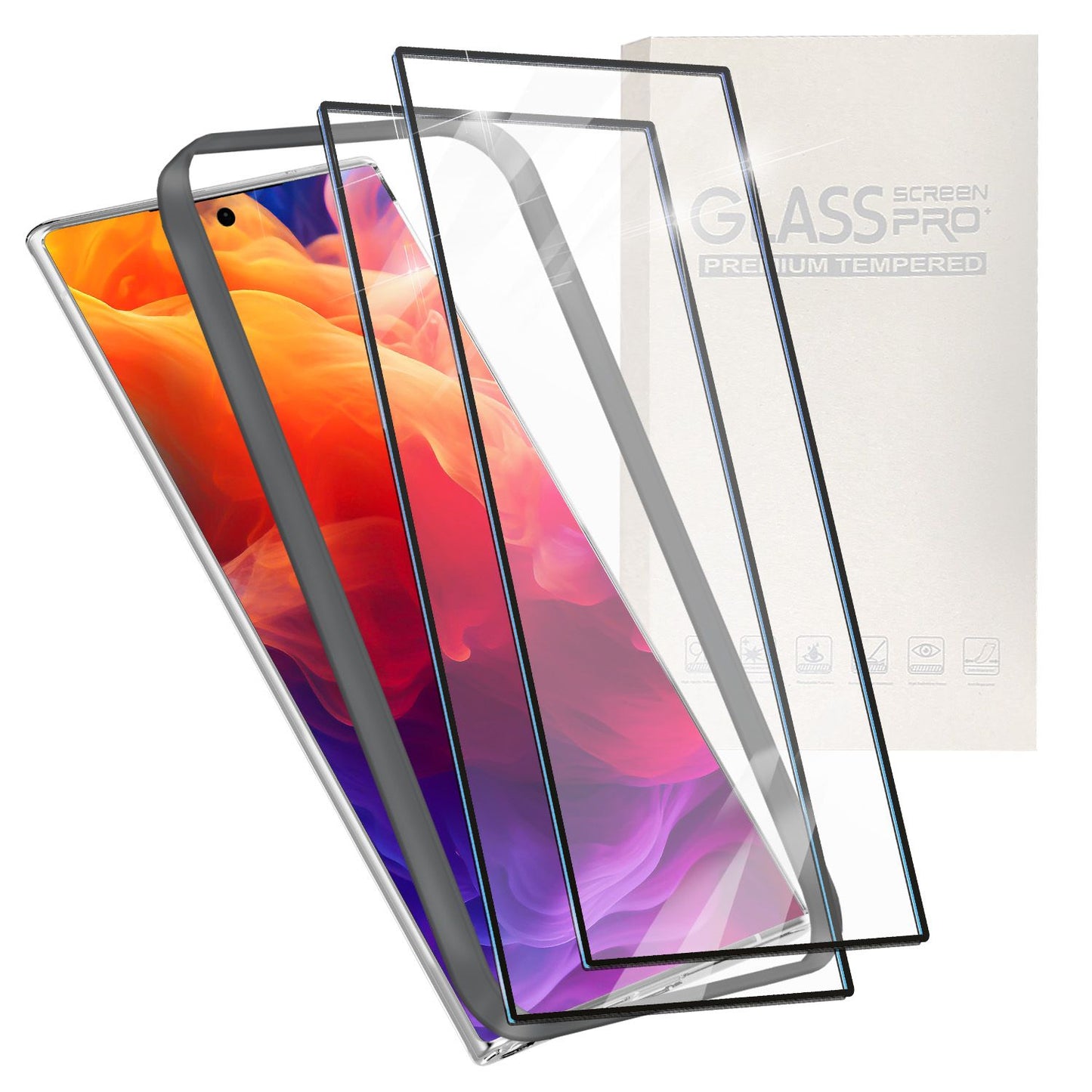 NALIA Set 2x Schutzglas & 1x Applikator für Samsung Galaxy S24 Ultra Glas, Klarer Displayschutz & Schablone, 9H Glasfilm