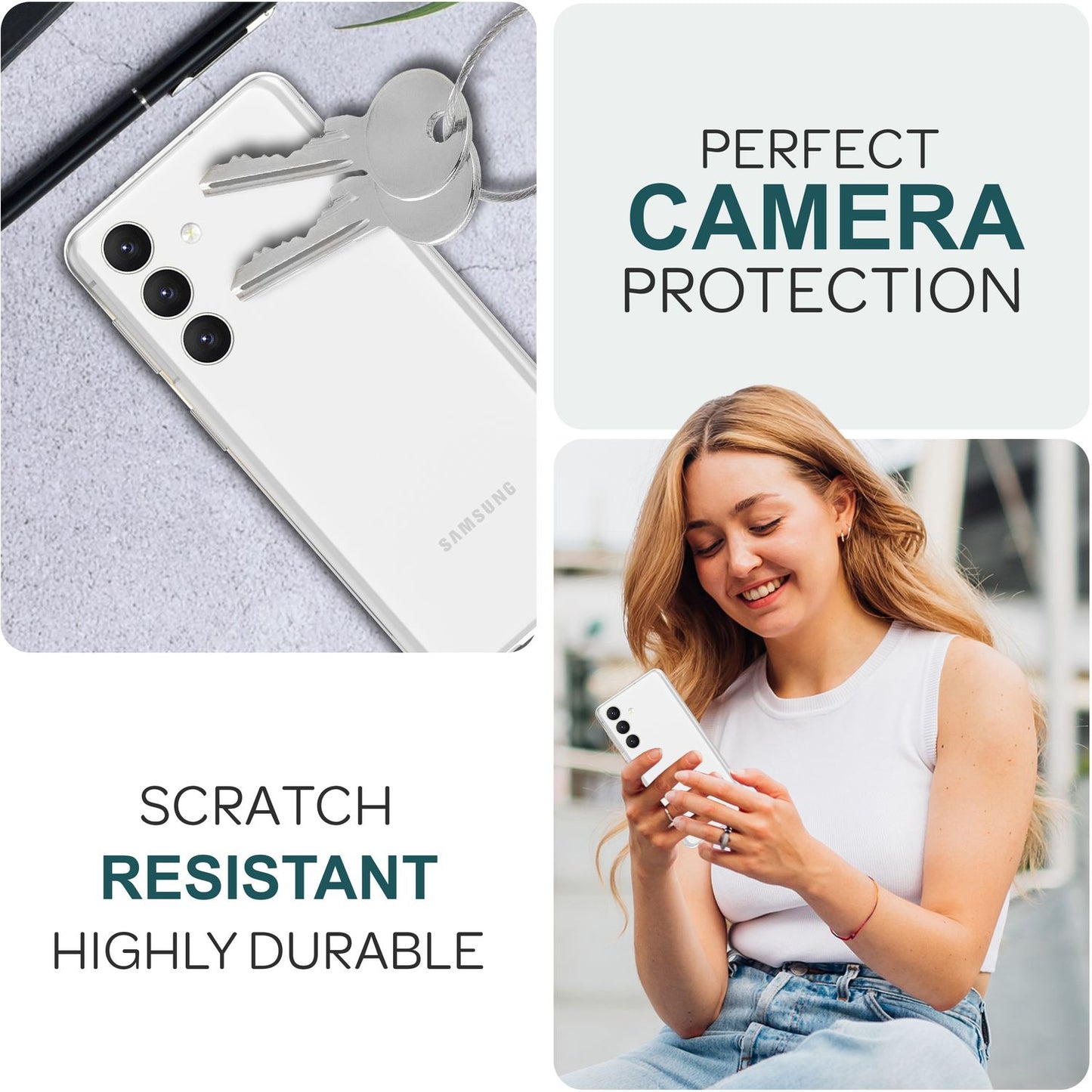 NALIA Kamera-Schutzglas Galaxy S24 Klar - Dicke 0,33 mm, Härte 9H, 2 Stück, Passgenau