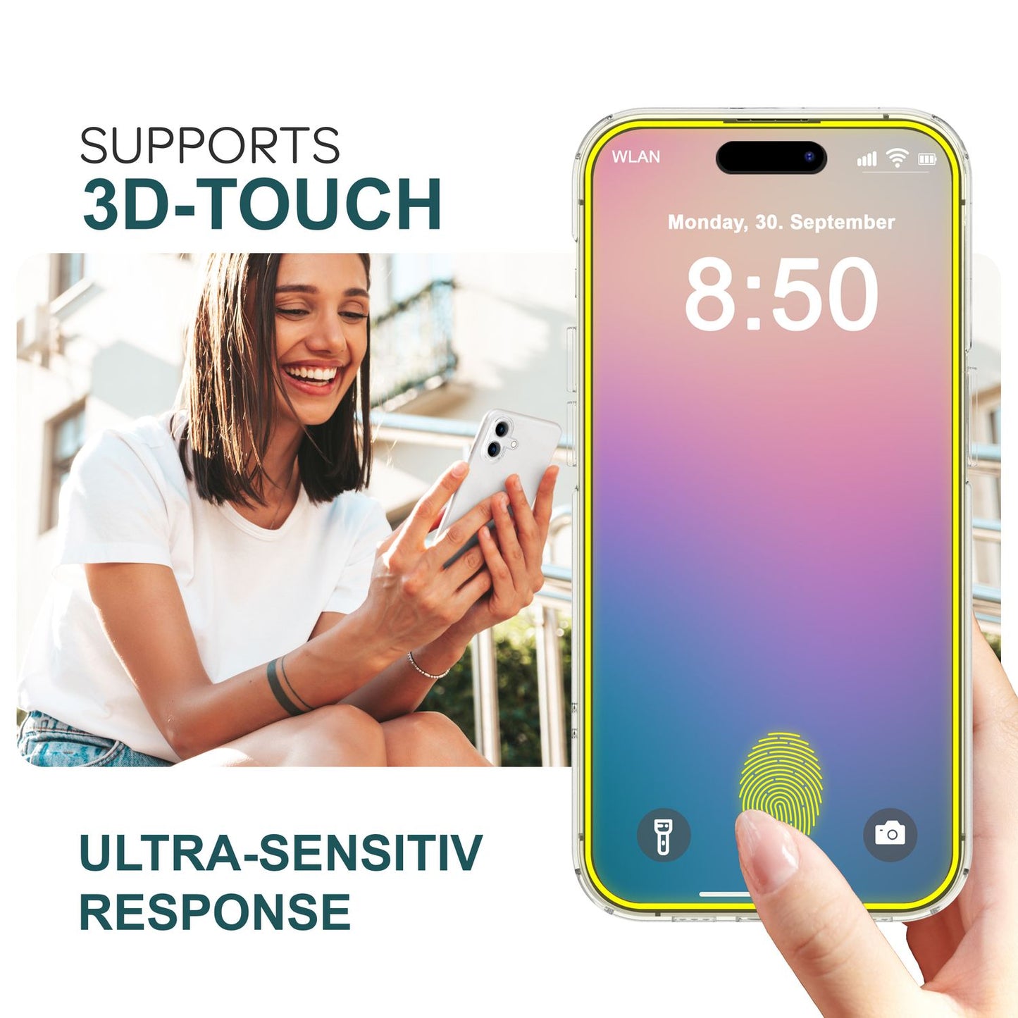 Protecție completă NALIA ArmorGlassX - duritate 9H, sticlă 2x rezistentă, iPhone 16